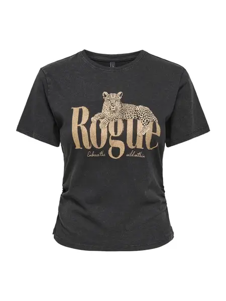 ONLY Tričko 'ONLLUCY'  svetlohnedá / čierna