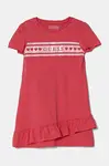 Dětské bavlněné šaty Guess růžová barva, midi, K5RK04 KA6W4