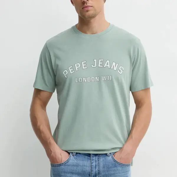 Bavlněné tričko Pepe Jeans ALDRIDGE zelená barva, s potiskem, PM509628