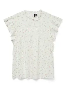 VERO MODA Tričko 'VMTRINE'  olivová / ružová / biela