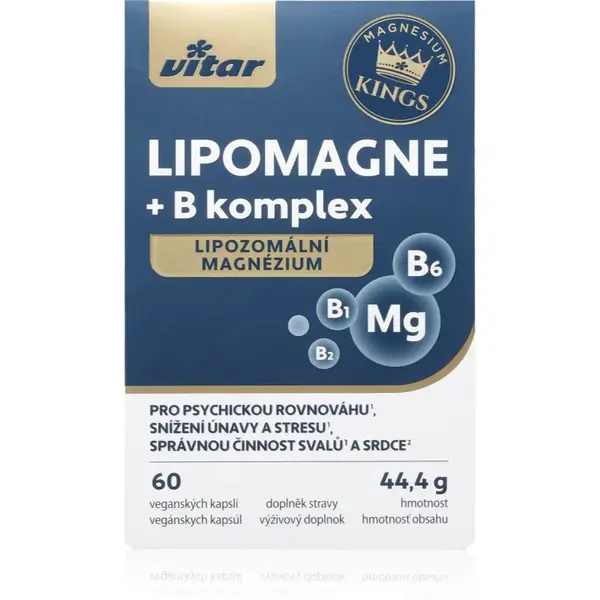 Vitar Magnesium King Lipomagne + B komplex hořčík pro podporu činnosti nervové soustavy 60 cps