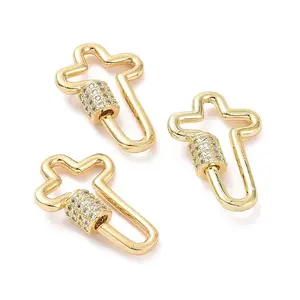 Brass Micro Pave Clear Cubic Zirconia Keychain Clasps