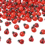 100Pcs 2 Styles Ladybug Resin Cabochons
