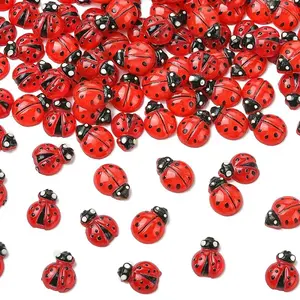 100Pcs 2 Styles Ladybug Resin Cabochons
