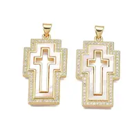 Brass Micro Pave Clear Cubic Zirconia Pendants