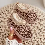 FR1 Snežnice Detské Kotníkové Topánky S Leopardím Vzorom Na Platforme Zateplené Kožušinou Hnedé Vilabria