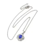 Rhinestone Flower Pandant Necklace with Cable Chains