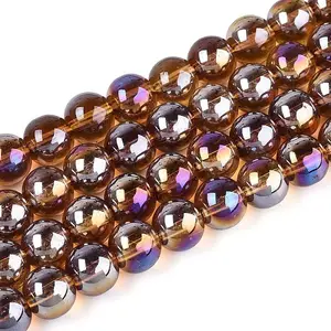 Electroplate Transparent Glass Beads Strands