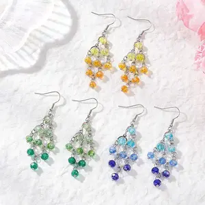 Rhombus Glass Beads Dangle Earrings