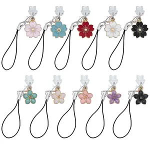 10Pcs Flower Allloy Enamel Mobile Straps