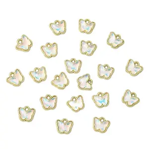 20Pcs Rack Plating Alloy Glass Charms