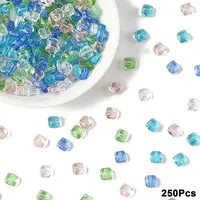 250Pcs 5 Colors Transparent Glass Beads