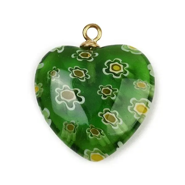 Handmade Millefiori Lampwork Heart Pendants