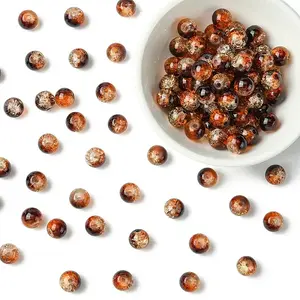 100Pcs Crackle Glass Beads