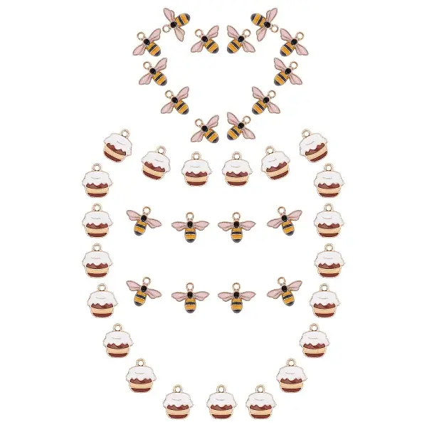 40Pcs 2 Styles Alloy Enamel Pendants