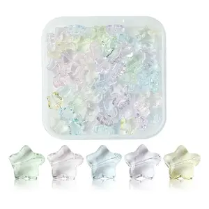 70Pcs 7 Colors Baking Paint Transparent Glass Beads Strands