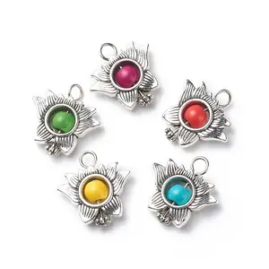 Antique Silver Plated Alloy Synthetic Turquoise Pendants