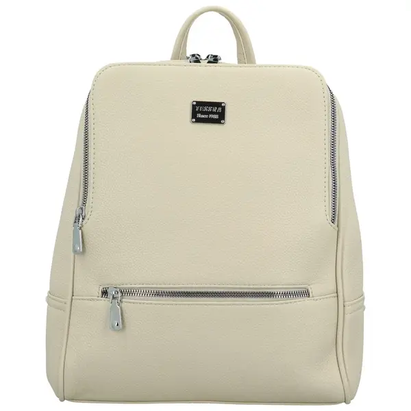 Univerzální dámský koženkový batoh Gia new, krémový