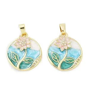 Brass Micro Pave Clear Cubic Zirconia Pendants