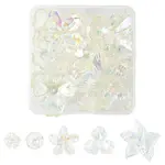 20Pcs 5 Styles UV Plating Acrylic Beads Caps