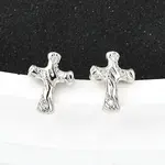 Brass Micro Pave Clear Cubic Zirconia Stud Earrings