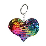 PVC Reflective Sequin Heart Pendant Keychain