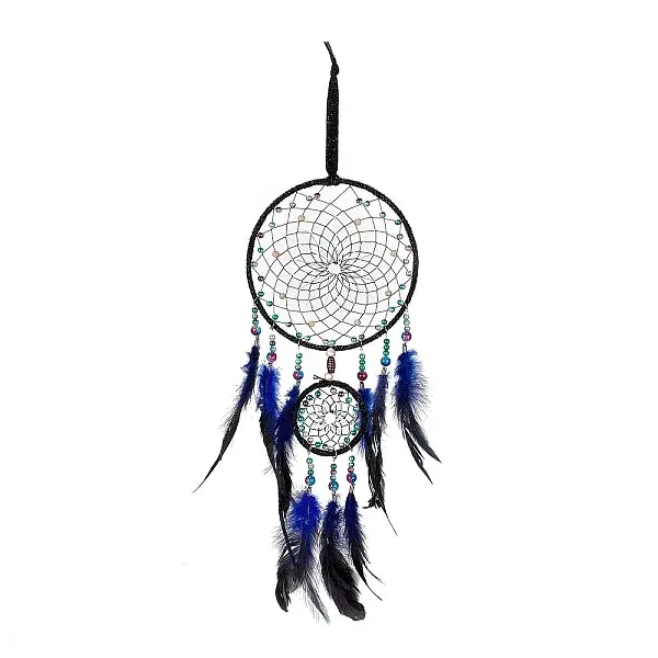 Iron Woven Web/Net with Feather Pendant Decorations