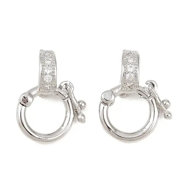 Brass Micro Pave Clear Cubic Zirconia Twister Clasps