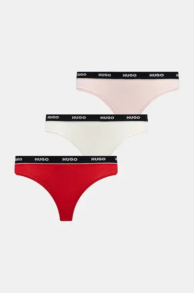 Tangá HUGO 3-pak TRIPLET THONG STRIPE