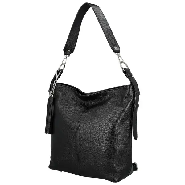 Dámská kožená kabelka do ruky černá - Delami Vera Pelle Ameli