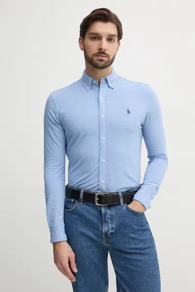 Bavlněná košile Polo Ralph Lauren černá barva, regular, s límečkem button-down, 710654408