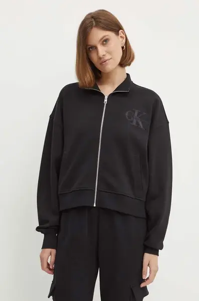 Mikina Calvin Klein Jeans dámská, černá barva, s aplikací, J20J223922