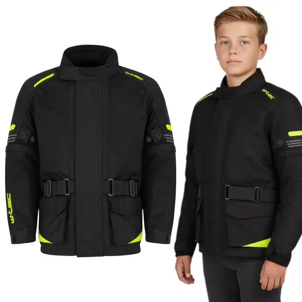 Dětská rostoucí moto bunda W-TEC Pinapoco černá-fluo XXL/3XL