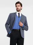 Ombre Fitted elegant men's structured knit blazer - navy blue
