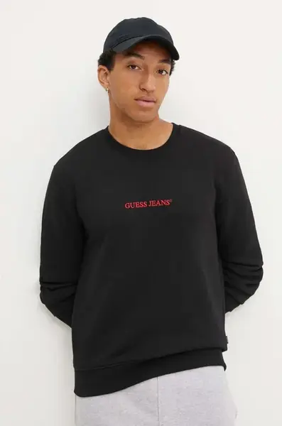 Mikina Guess Jeans černá barva, s aplikací, M4YQ19 K9V31