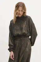 Mikina Answear.LAB dámská, zlatá barva, s kapucí, melanžová