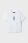 Dětské bavlněné tričko Mayoral bílá barva, s potiskem, 3039