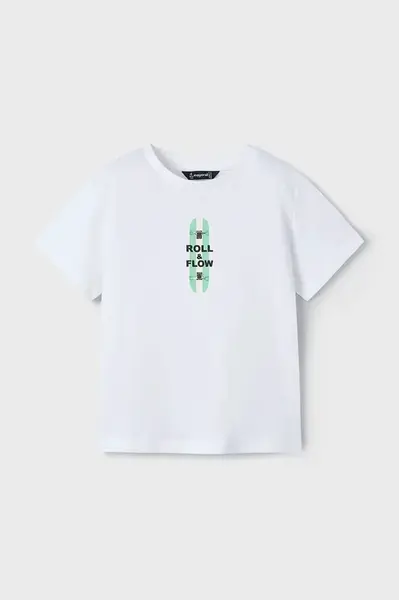 Dětské bavlněné tričko Mayoral bílá barva, s potiskem, 3039