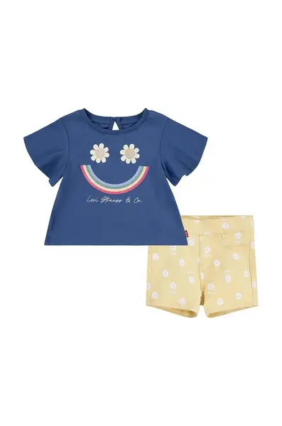 Kojenecká sada Levi's LVG SMILEY FLOUNCE TEE & SHORT žlutá barva