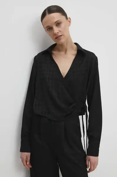 Košile Answear.LAB dámská, černá barva, regular, s klasickým límcem