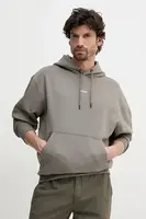 Bavlněná mikina BOSS Orange WeSmallhood pánská, hnědá barva, s kapucí, s potiskem