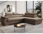 Rohová sedačka Viera,svetlo hnedá látka, pravý roh%