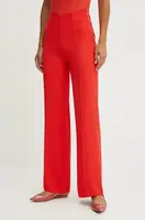 Kalhoty Morgan PBARY dámské, červená barva, jednoduché, high waist, PBARY