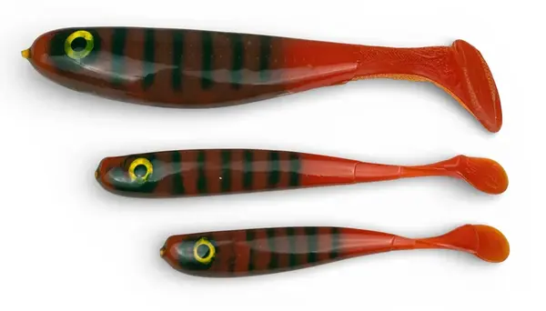Yaccuza gumová nástraha hand made killer airbrush uv red motor oil stripes - 10 cm 8 g 3 ks