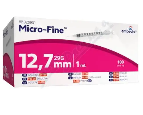 Embecta Micro-Fine U-100 inzulinová stříkačka 12.7mm 29G 1ml 100ks