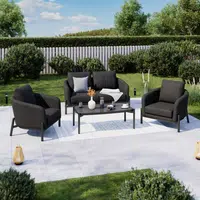 Ambia Garden ZAHRADNÍ SEDACÍ SOUPRAVA 4dílné, kov, sklo, textil