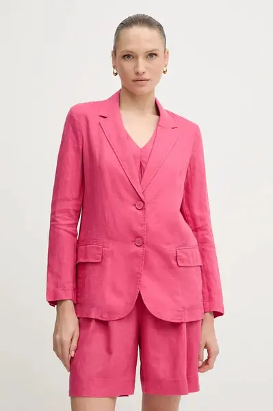 Plátěné sako United Colors of Benetton zelená barva