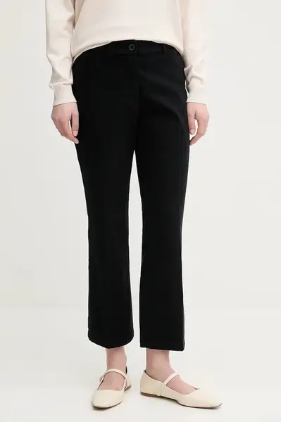 Kalhoty Sisley dámské, černá barva, jednoduché, medium waist