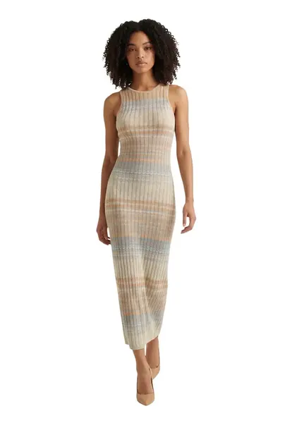 Guess pruhované midi šaty bez rukávov