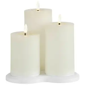 Ambia Home SADA LED SVÍČEK 3dílné plast, přírodní materiály